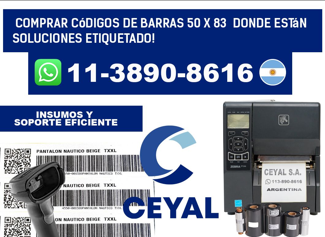 Comprar códigos de barras 50 x 83  donde están soluciones etiquetado!