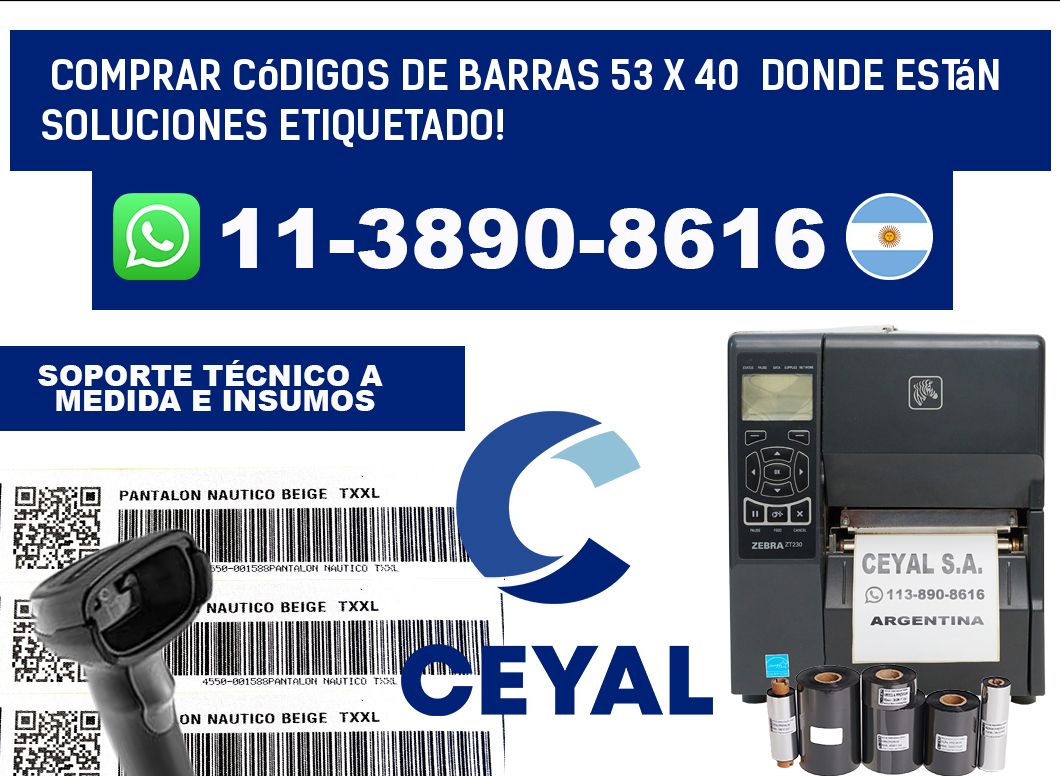 Comprar códigos de barras 53 x 40 donde están soluciones etiquetado!