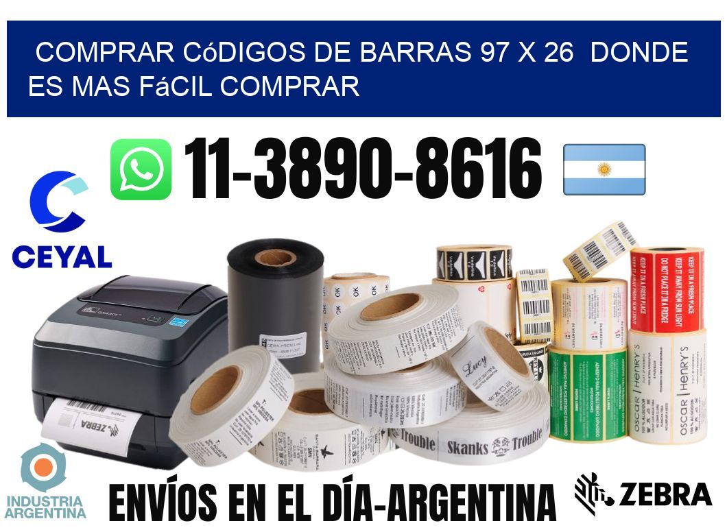 Comprar códigos de barras 97 x 26  Donde es mas fácil comprar
