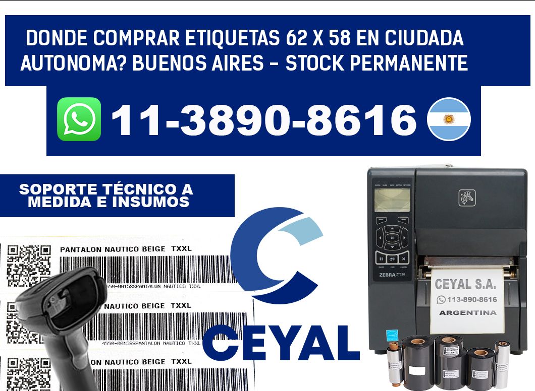 Donde Comprar etiquetas 62 x 58 en CIUDADA AUTONOMA? Buenos Aires - Stock permanente