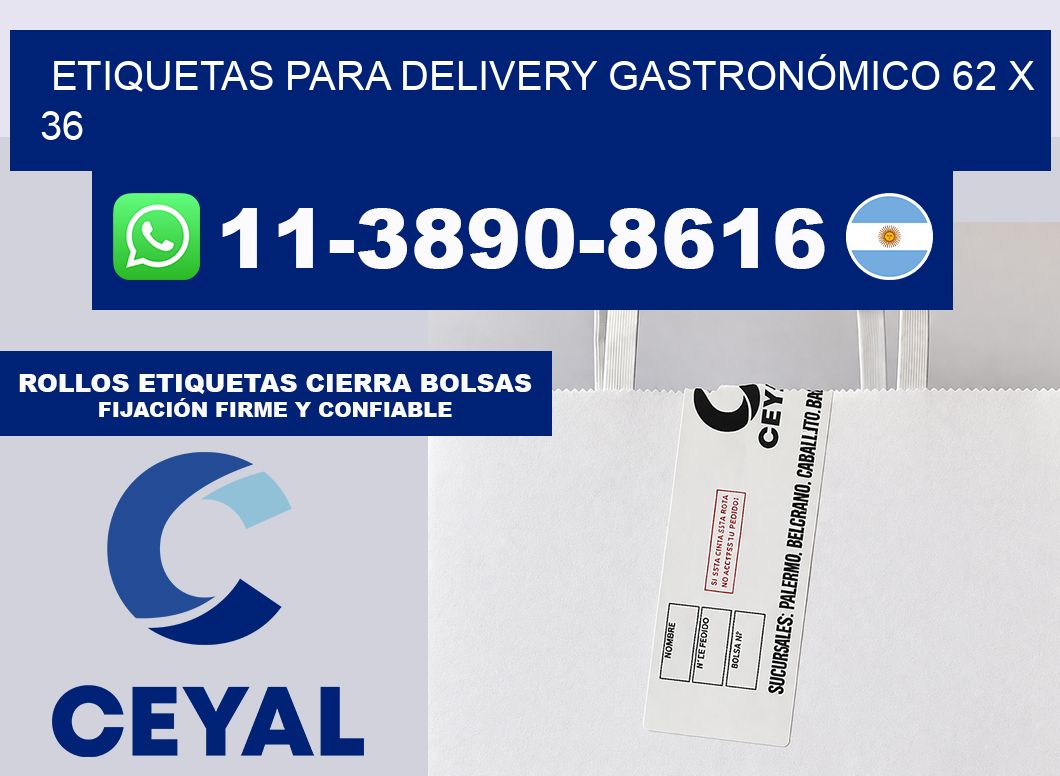 ETIQUETAS PARA DELIVERY GASTRONÓMICO 62 x 36
