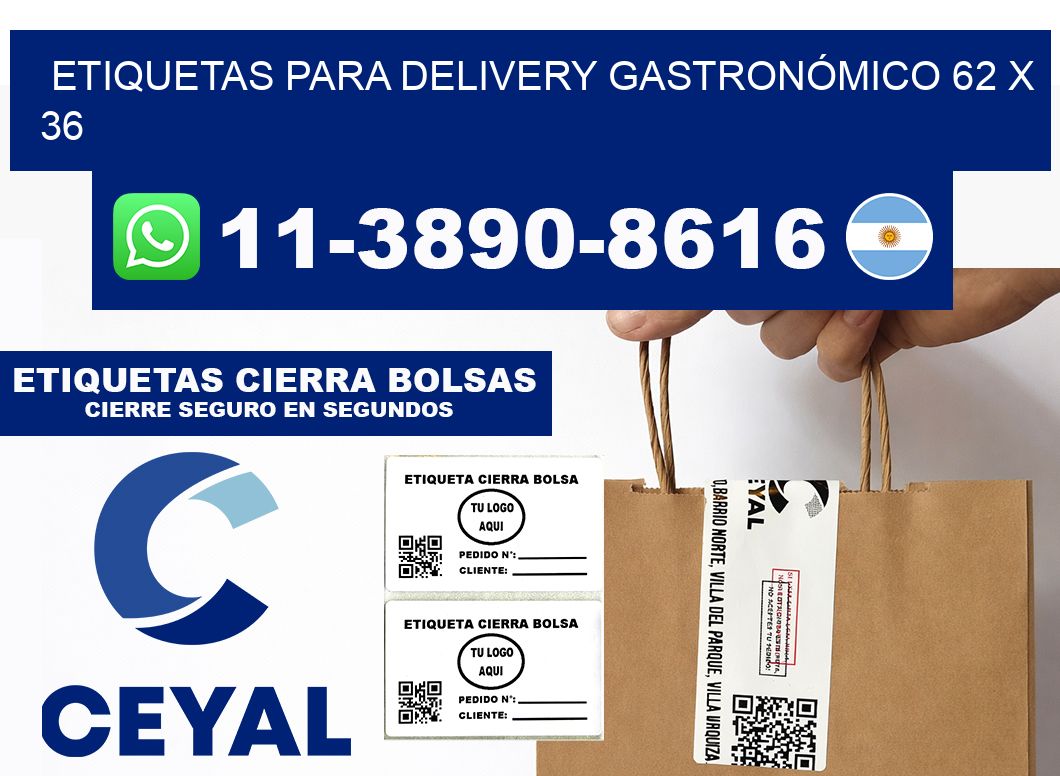 ETIQUETAS PARA DELIVERY GASTRONÓMICO 62 x 36