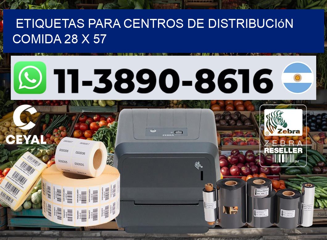 Etiquetas para centros de distribución comida 28 x 57