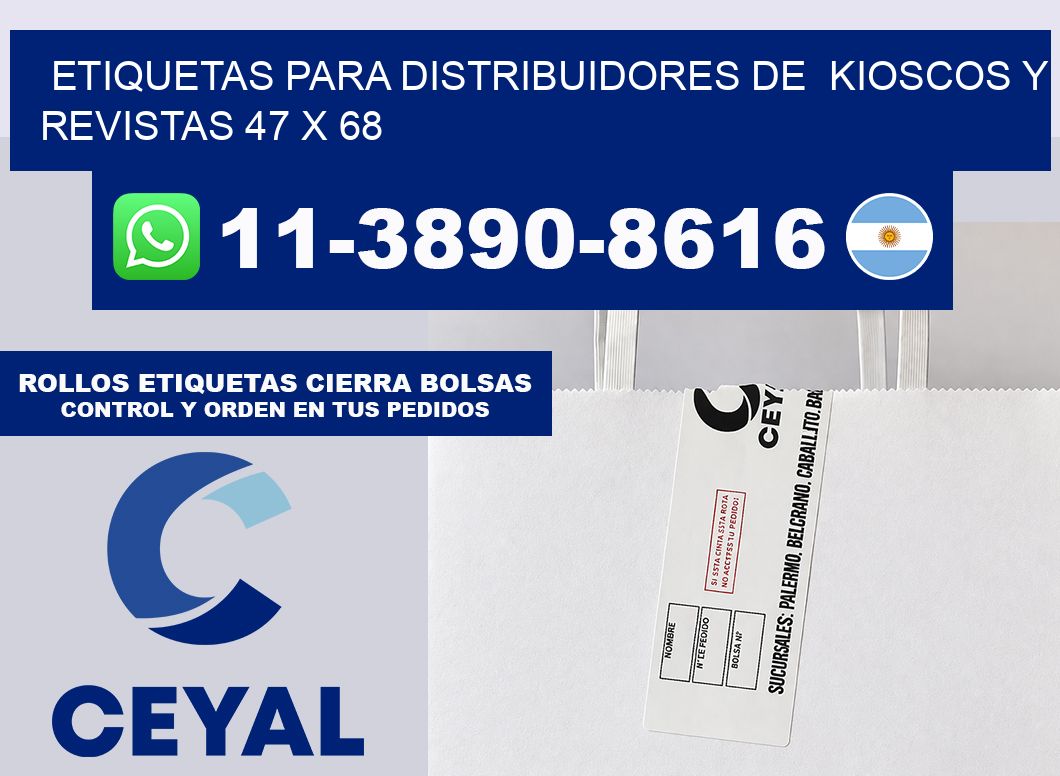 Etiquetas para distribuidores de  kioscos y revistas 47 x 68