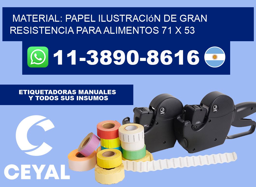 Material: papel ilustración de gran resistencia para alimentos 71 x 53
