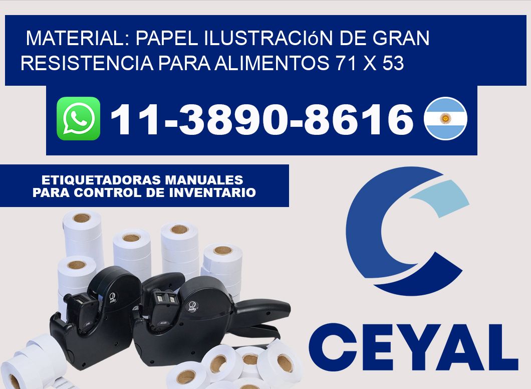 Material: papel ilustración de gran resistencia para alimentos 71 x 53