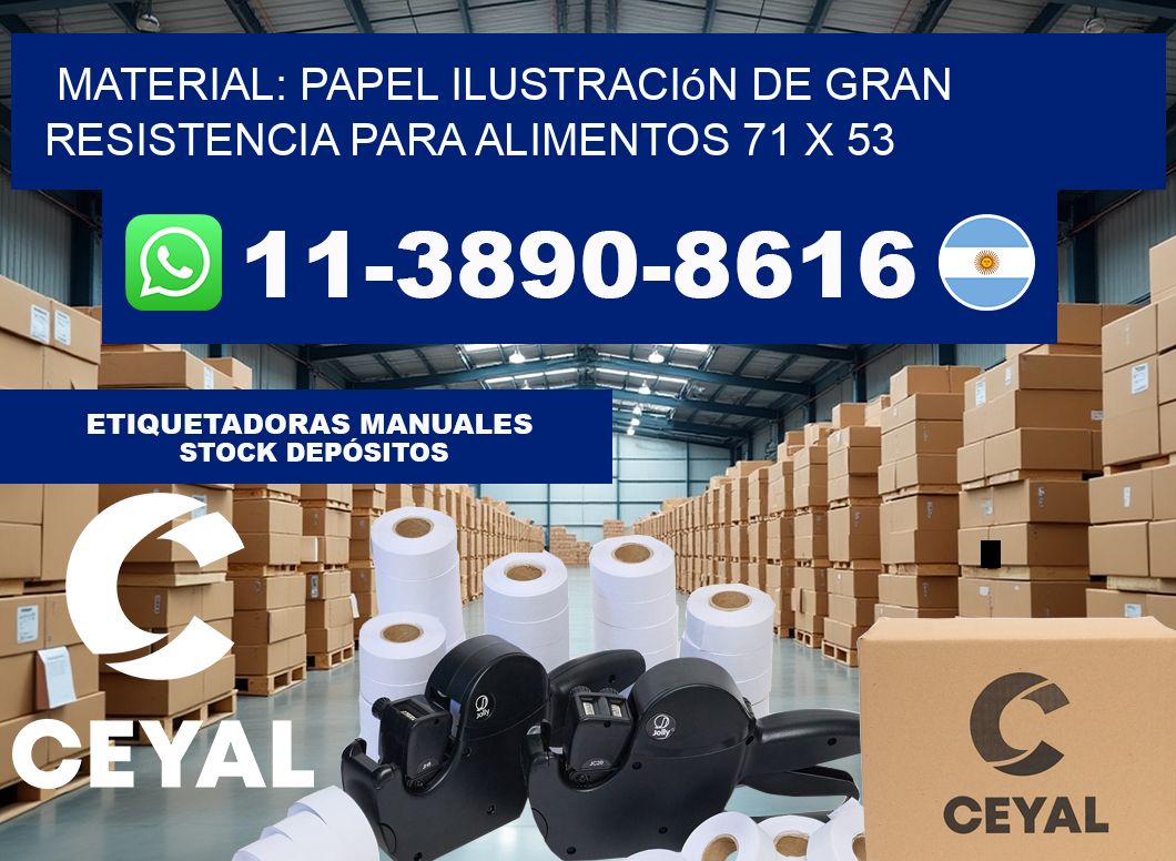 Material: papel ilustración de gran resistencia para alimentos 71 x 53