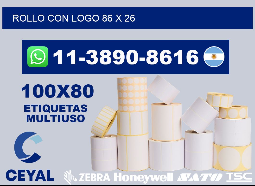 Rollo con logo 86 x 26