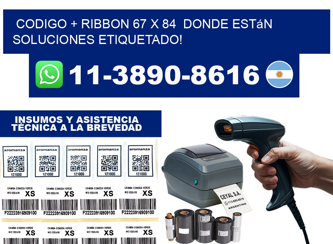 codigo + ribbon 67 x 84  donde están soluciones etiquetado!