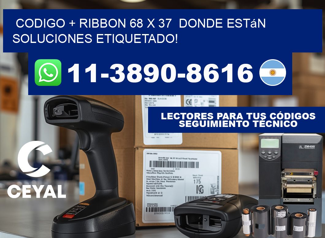 codigo + ribbon 68 x 37  donde están soluciones etiquetado!