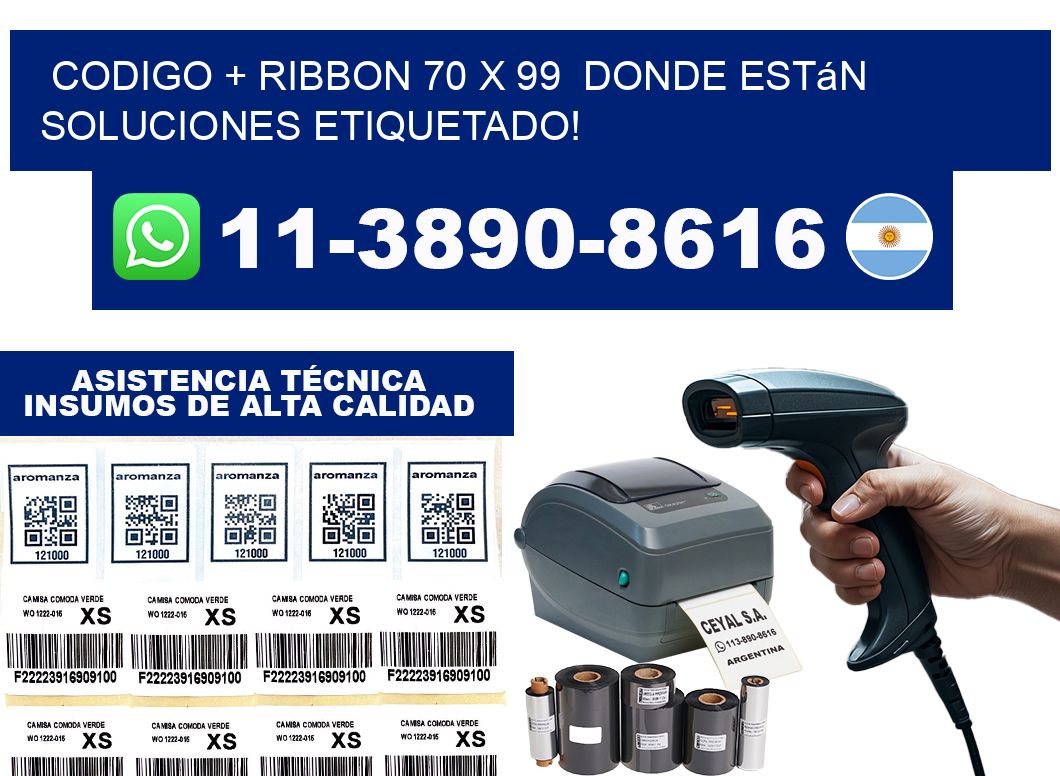 codigo + ribbon 70 x 99  donde están soluciones etiquetado!