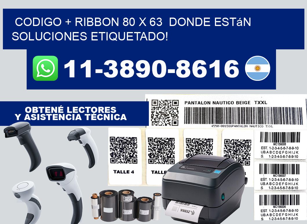 codigo + ribbon 80 x 63  donde están soluciones etiquetado!