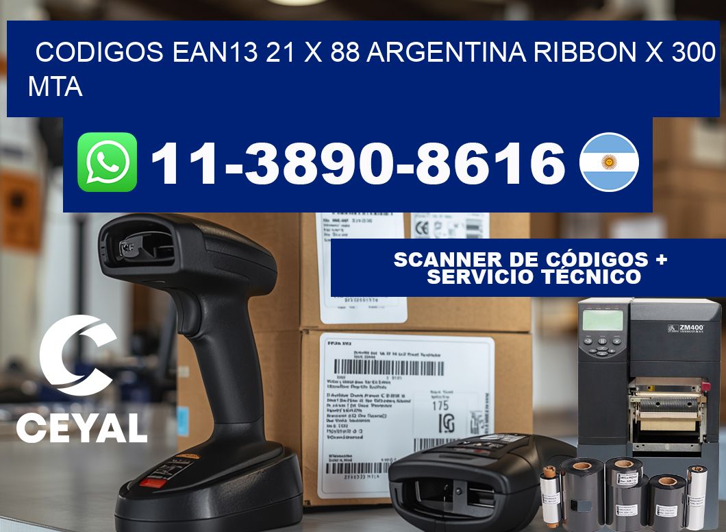 codigos ean13 21 x 88 argentina ribbon x 300 mta