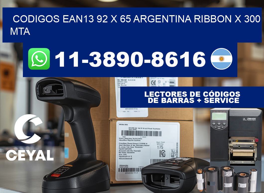 codigos ean13 92 x 65 argentina ribbon x 300 mta