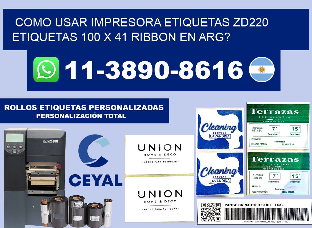 como usar impresora etiquetas zd220 etiquetas 100 x 41 ribbon en ARG?