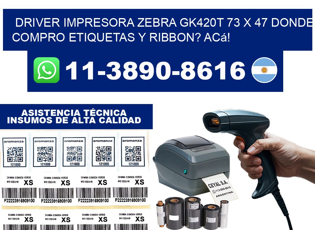 driver impresora zebra gk420t 73 x 47 Donde compro etiquetas y ribbon? Acá!
