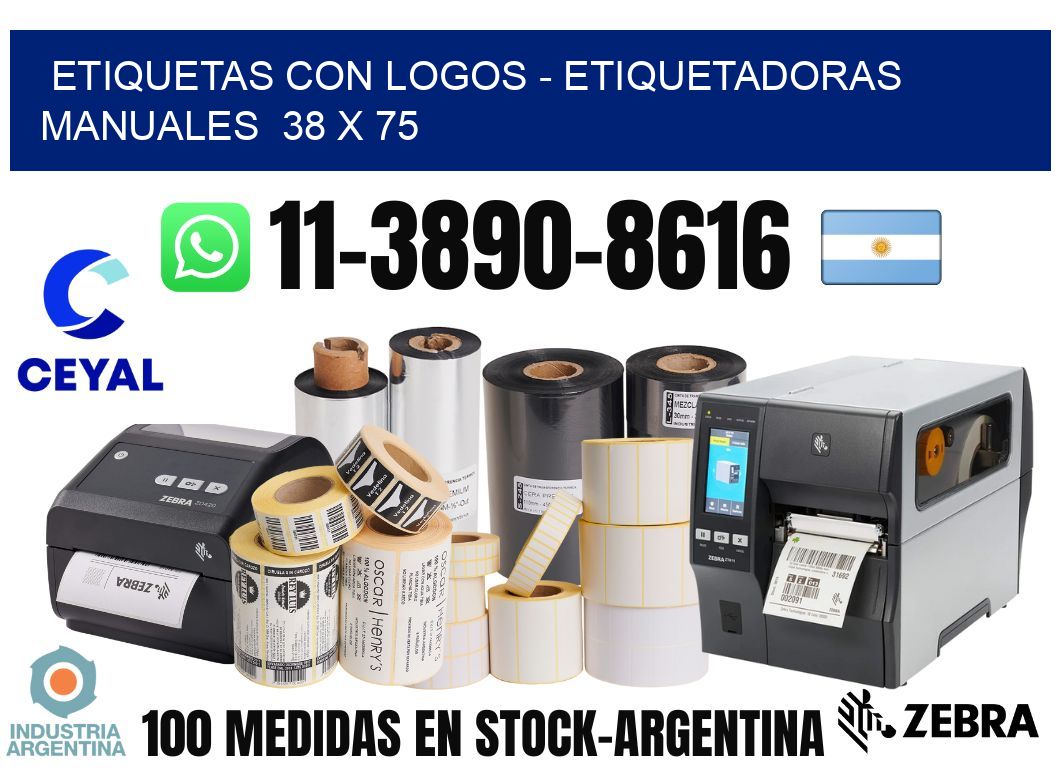etiquetas con logos - Etiquetadoras Manuales  38 x 75