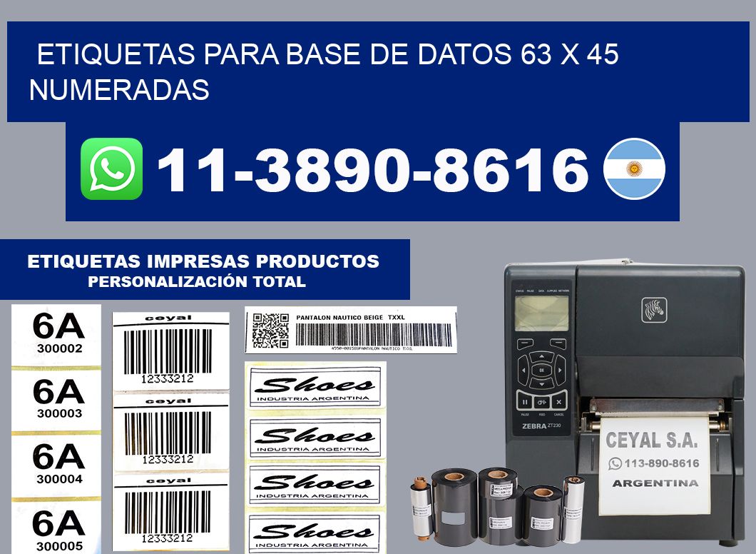 etiquetas para base de datos 63 x 45 numeradas