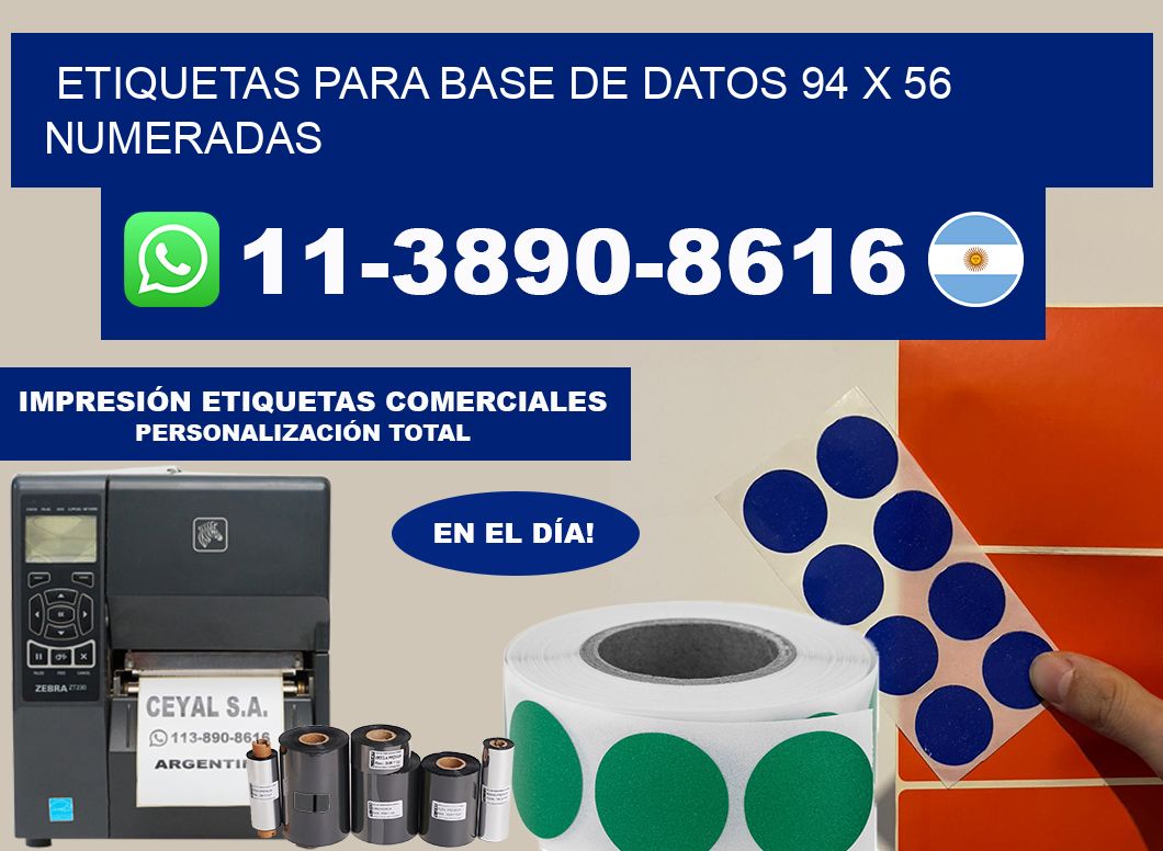 etiquetas para base de datos 94 x 56 numeradas