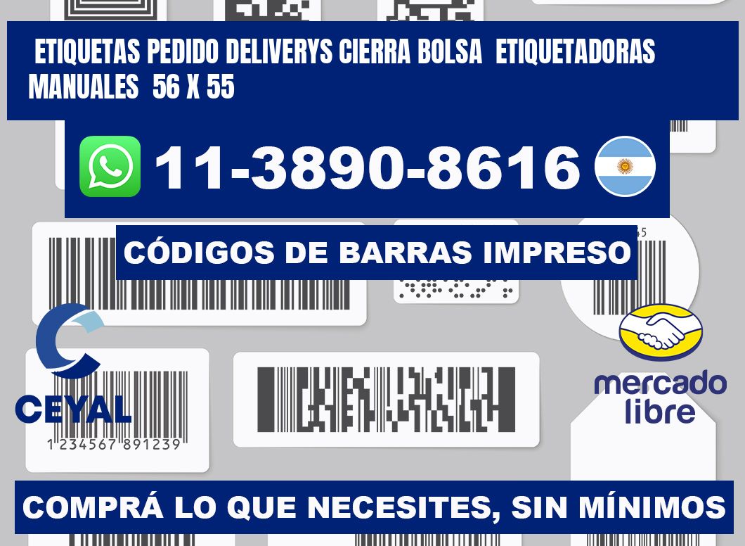 etiquetas pedido deliverys cierra bolsa  Etiquetadoras Manuales  56 x 55