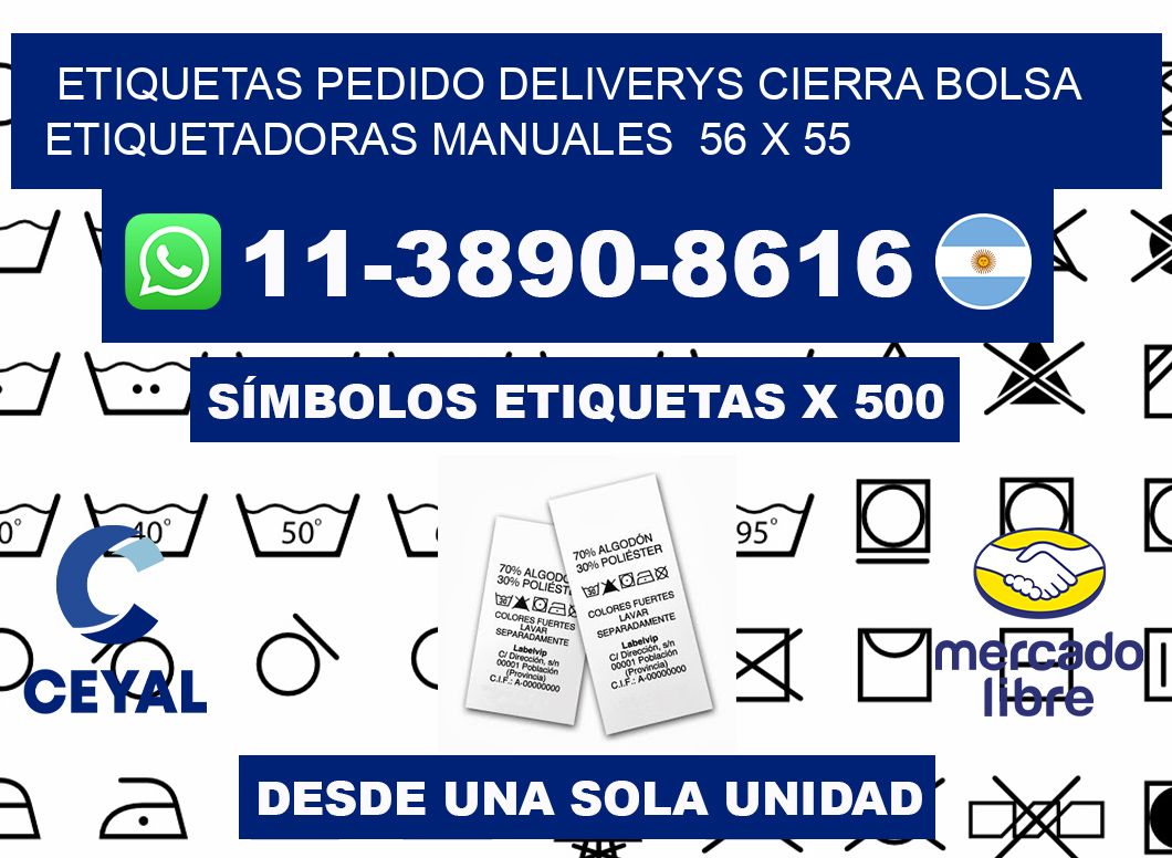 etiquetas pedido deliverys cierra bolsa  Etiquetadoras Manuales  56 x 55