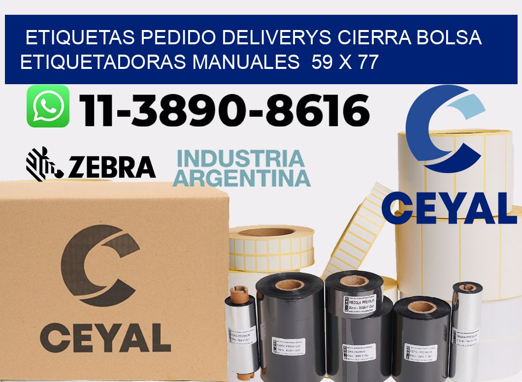 etiquetas pedido deliverys cierra bolsa Etiquetadoras Manuales 59 x 77
