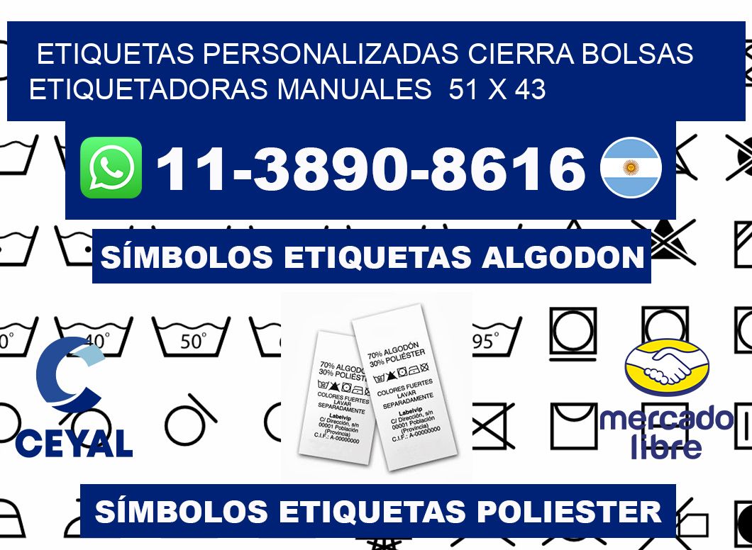 etiquetas personalizadas cierra bolsas  Etiquetadoras Manuales  51 x 43