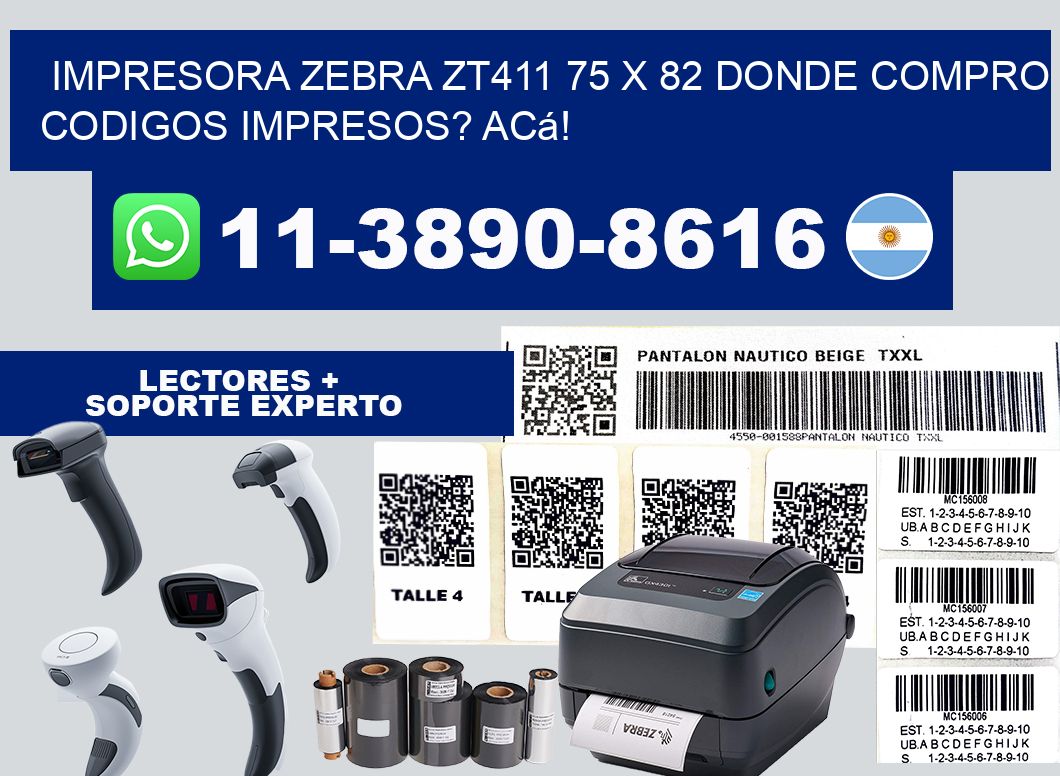 impresora zebra zt411 75 x 82 Donde compro codigos impresos? Acá!