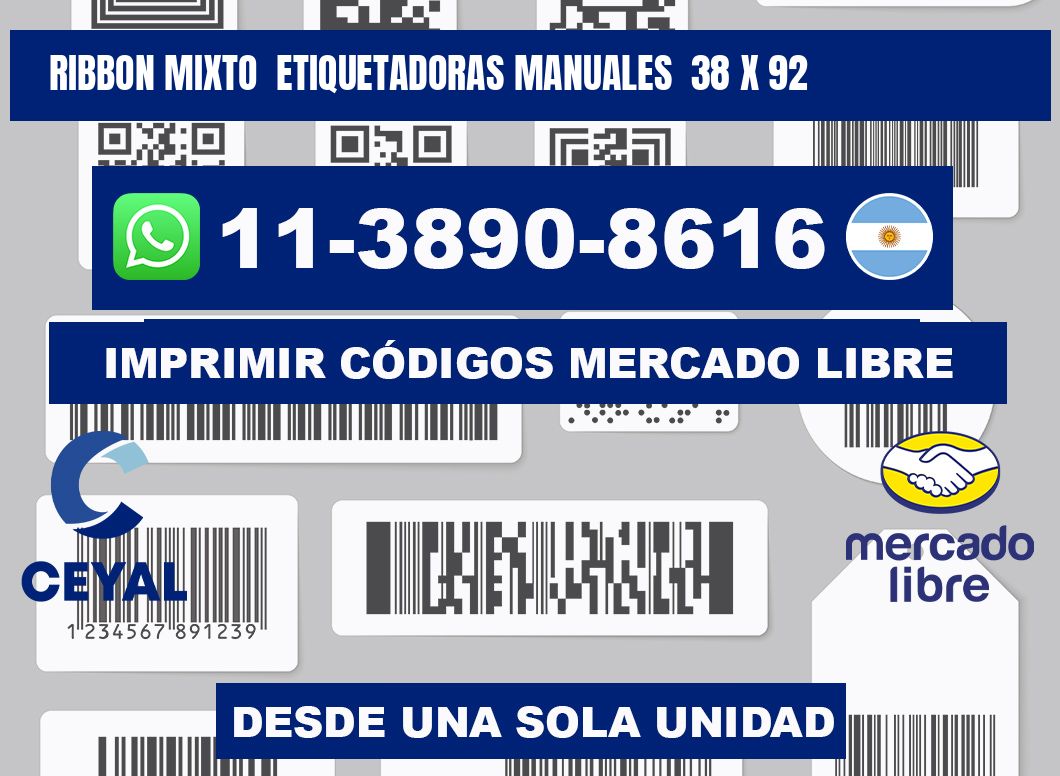 ribbon mixto  Etiquetadoras Manuales  38 x 92