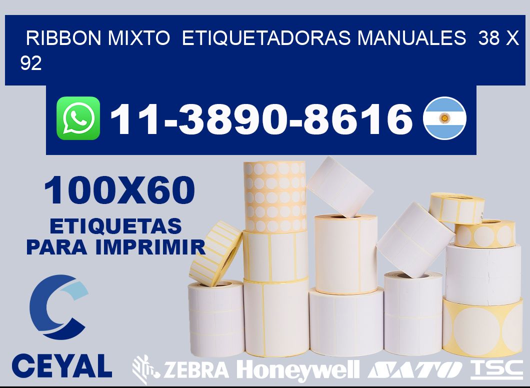 ribbon mixto  Etiquetadoras Manuales  38 x 92
