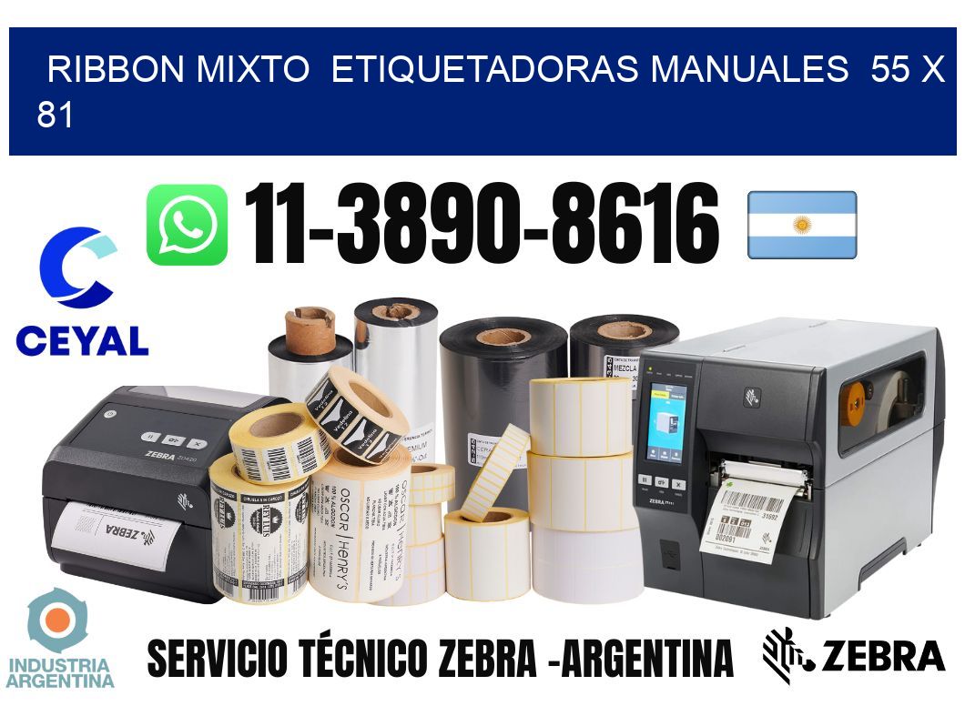ribbon mixto  Etiquetadoras Manuales  55 x 81