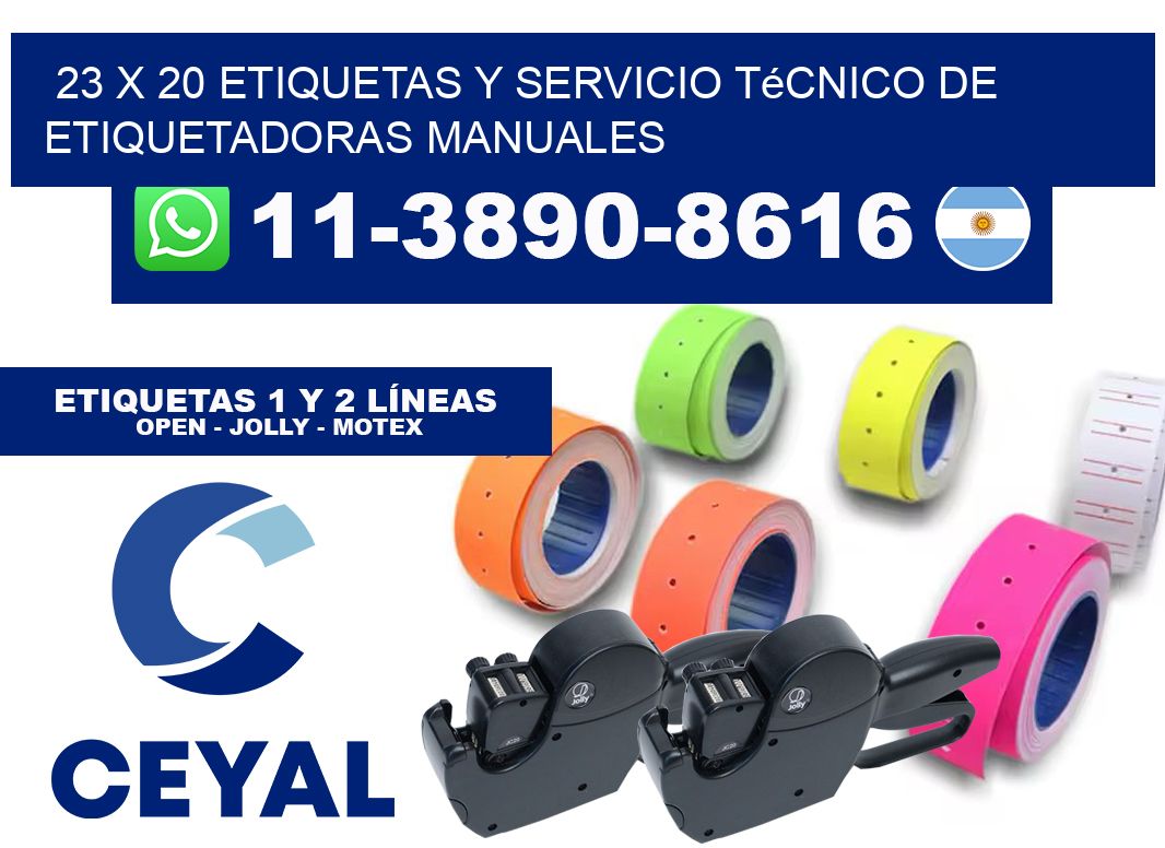 23 x 20 etiquetas y servicio técnico de etiquetadoras manuales