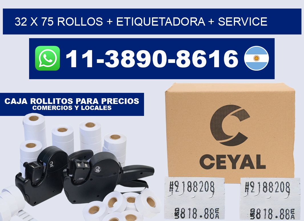 32 x 75 rollos + etiquetadora + service