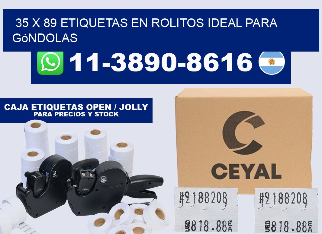 35 x 89 etiquetas en rolitos ideal para góndolas