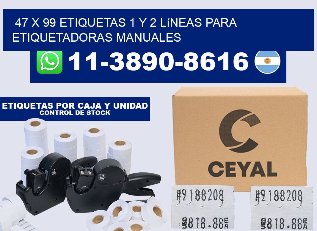 47 x 99 Etiquetas 1 y 2 líneas para etiquetadoras manuales
