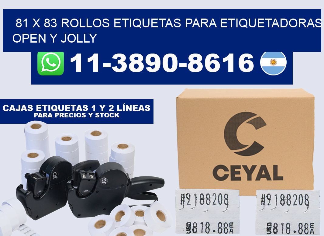 81 x 83 Rollos etiquetas para etiquetadoras open y jolly