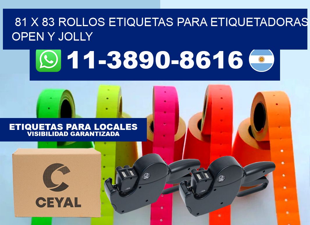 81 x 83 Rollos etiquetas para etiquetadoras open y jolly