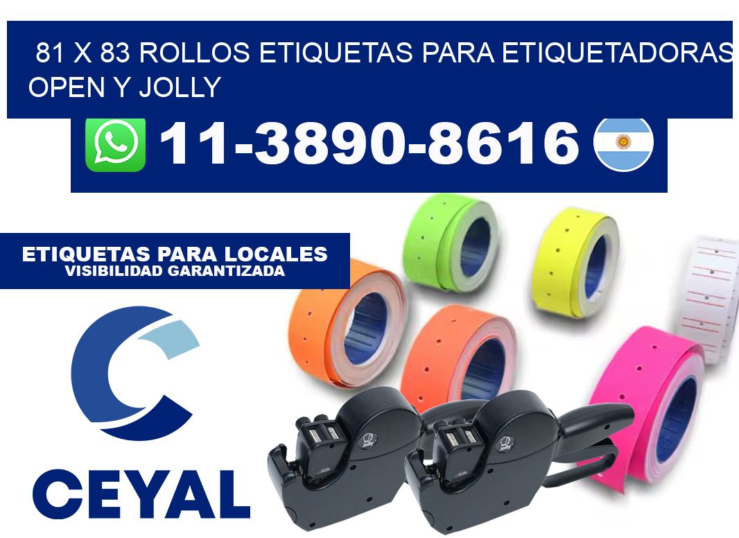 81 x 83 Rollos etiquetas para etiquetadoras open y jolly