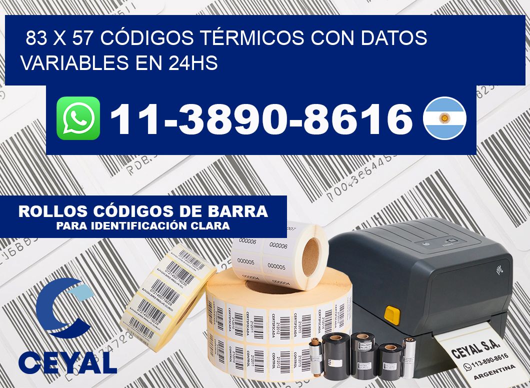 83 x 57 CÓDIGOS TÉRMICOS CON DATOS VARIABLES EN 24HS