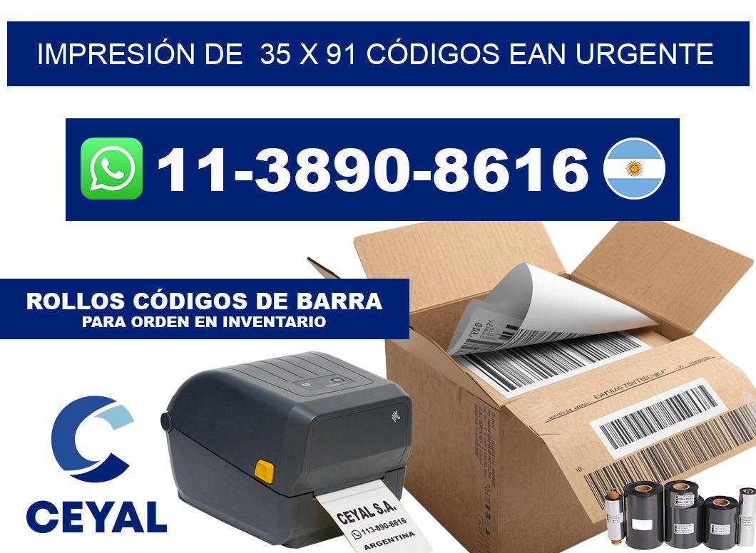 IMPRESIÓN DE 35 x 91 CÓDIGOS EAN URGENTE