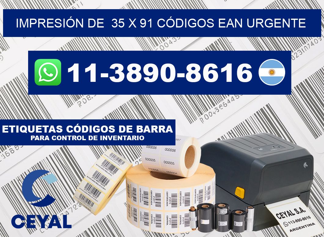IMPRESIÓN DE  35 x 91 CÓDIGOS EAN URGENTE