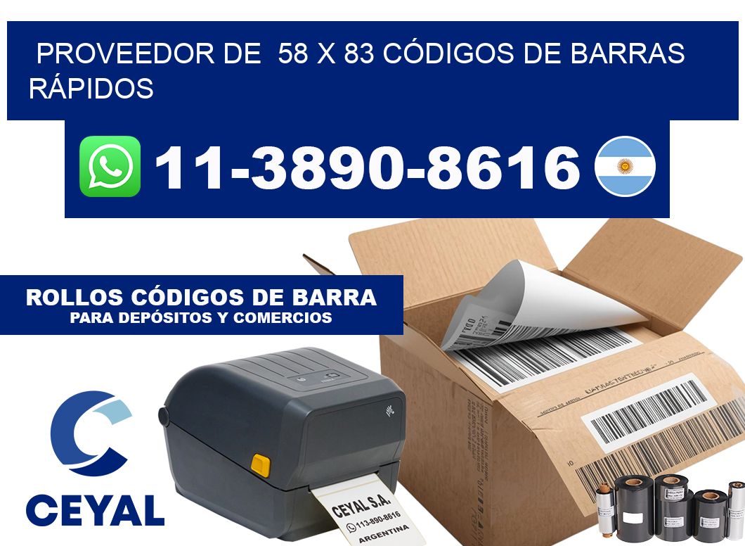 PROVEEDOR DE 58 x 83 CÓDIGOS DE BARRAS RÁPIDOS
