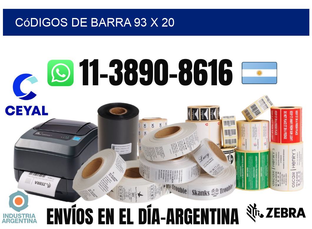 códigos de barra 93 x 20