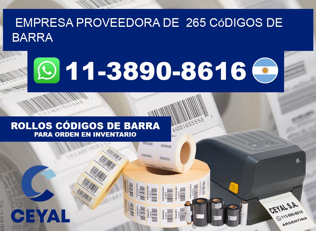 empresa proveedora de  265 códigos de barra