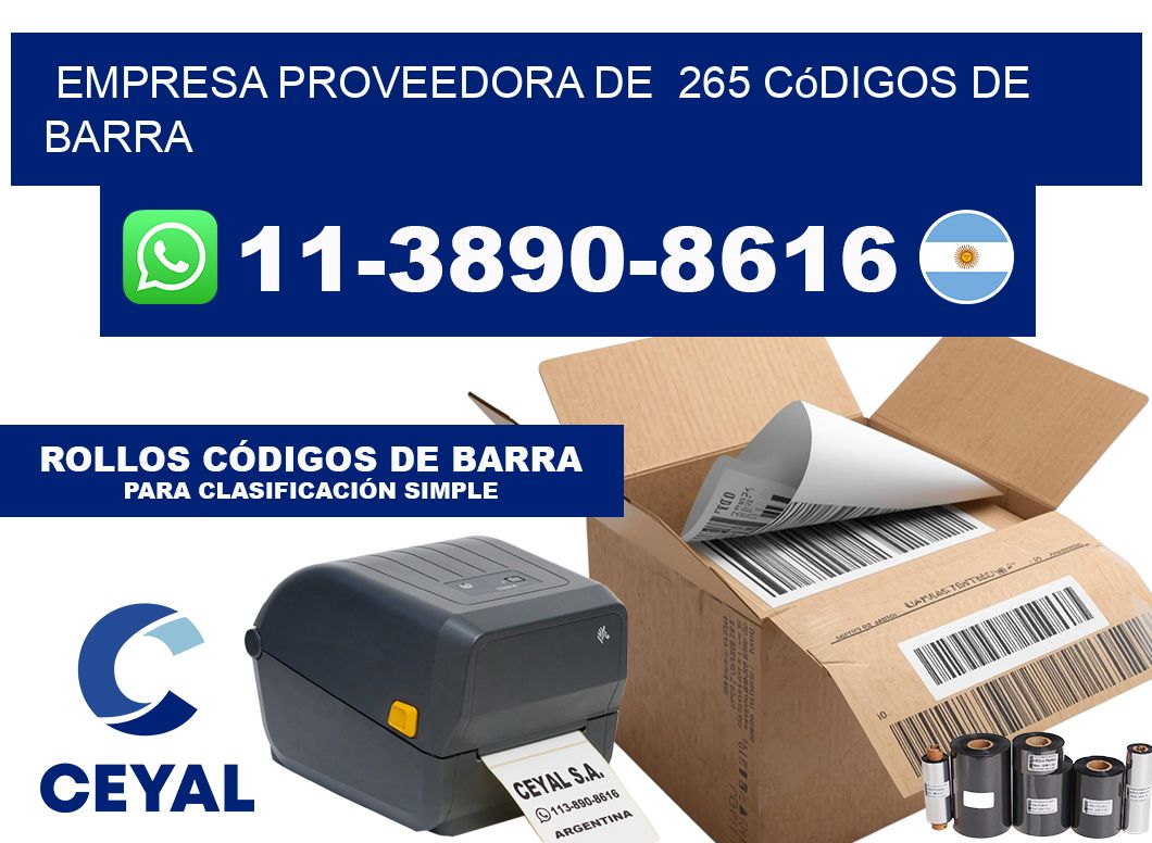 empresa proveedora de  265 códigos de barra