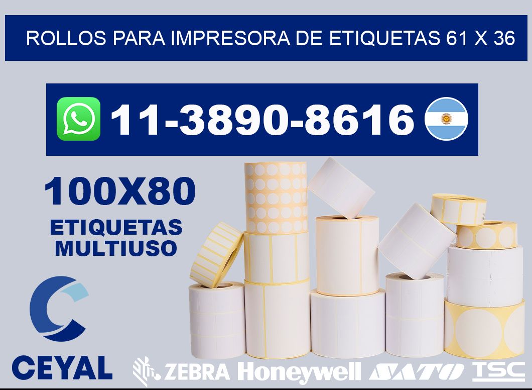 rollos para impresora de etiquetas 61 x 36
