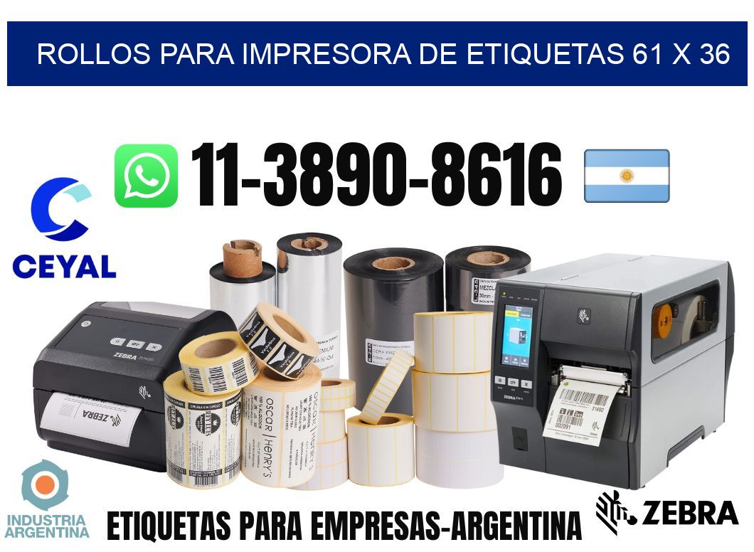 rollos para impresora de etiquetas 61 x 36
