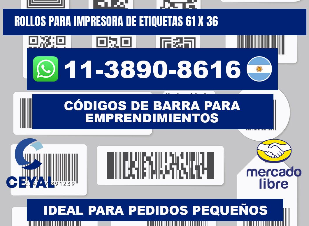rollos para impresora de etiquetas 61 x 36