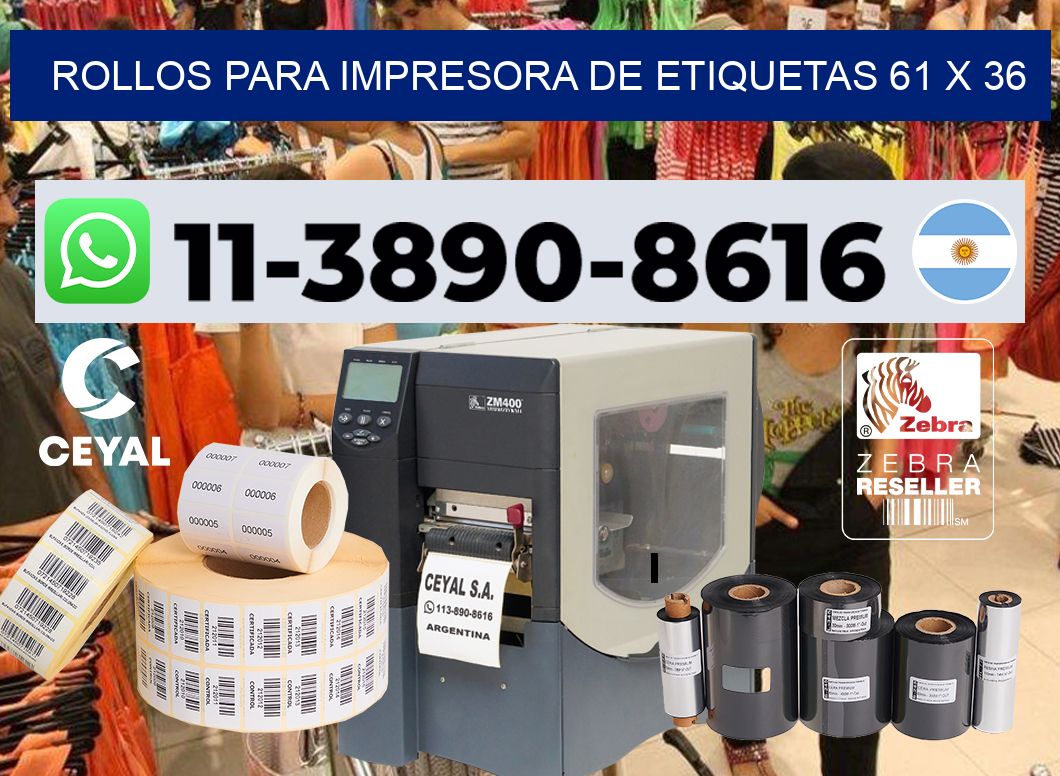 rollos para impresora de etiquetas 61 x 36