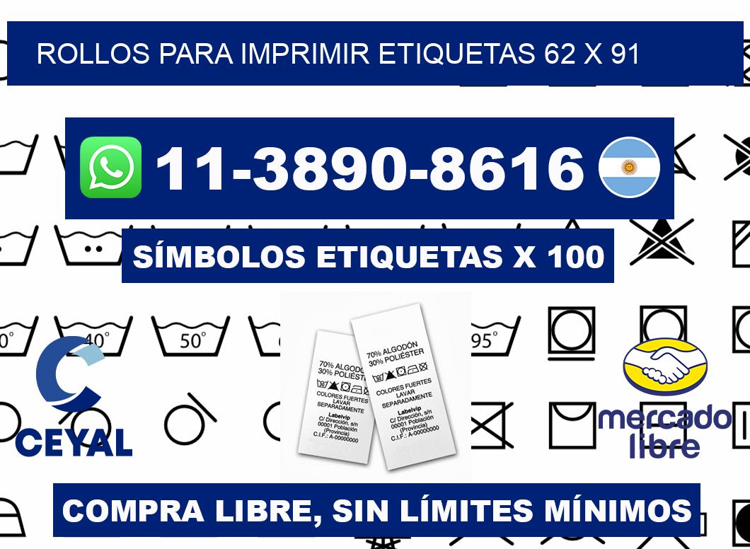 rollos para imprimir etiquetas 62 x 91